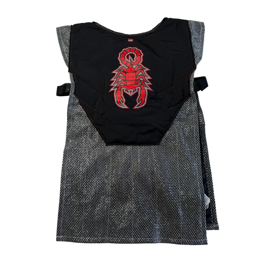 LEGO Knights Kingdom Costume Tunic Black Silver Scorpion Chainmail Kids